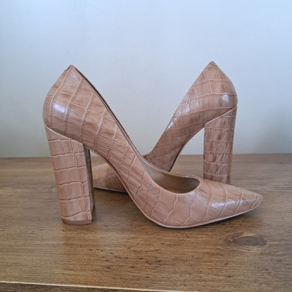 Steve Madden Heels Womens Size 9M Tan Brown Prance Pumps Crocodile Pointed Toe - Picture 13 of 15